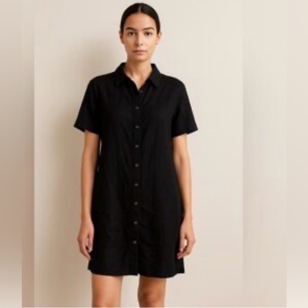 black linen-blend shirt dress from the brand Well Worn. Sz L tunic